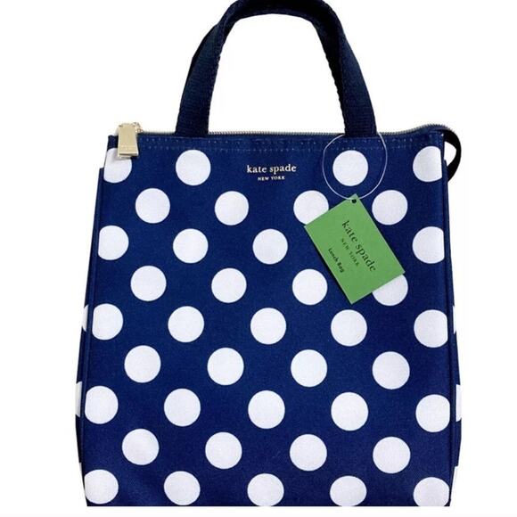 kate spade Handbags - 🆕Kate Spade Navy Polka Dot Lunch Tote Bag Insulated